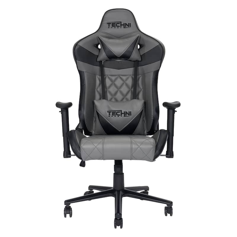 55.25" Gray Black Techni Sports XL Comfortable Gaming Chair