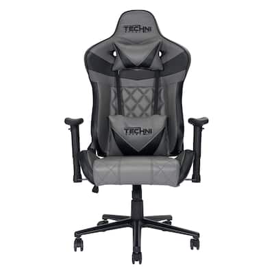 55.25" Gray Black Techni Sports XL Comfortable Gaming Chair