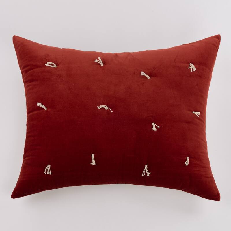 Hawke, Cotton/Velvet, Brick, Sham - Dutch Euro Sham - Brick