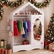 preview thumbnail 14 of 18, Gymax Kids Dress Up Storage w/ Mirror Roofed Wardrobe Closet w/ Open