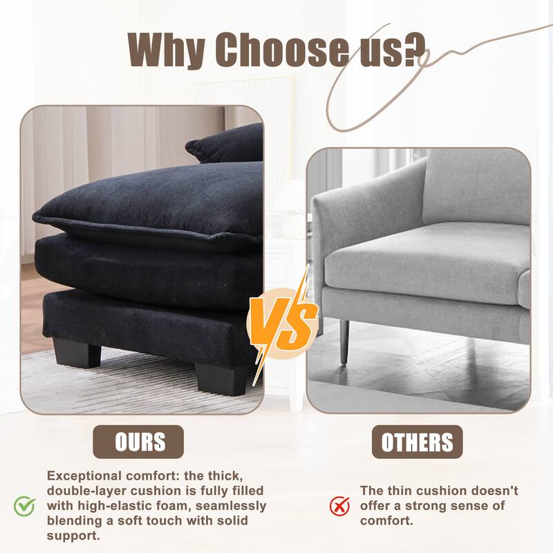 GDFStudio - U Shaped 110" Chenille Modular Cloud Sectional Couches