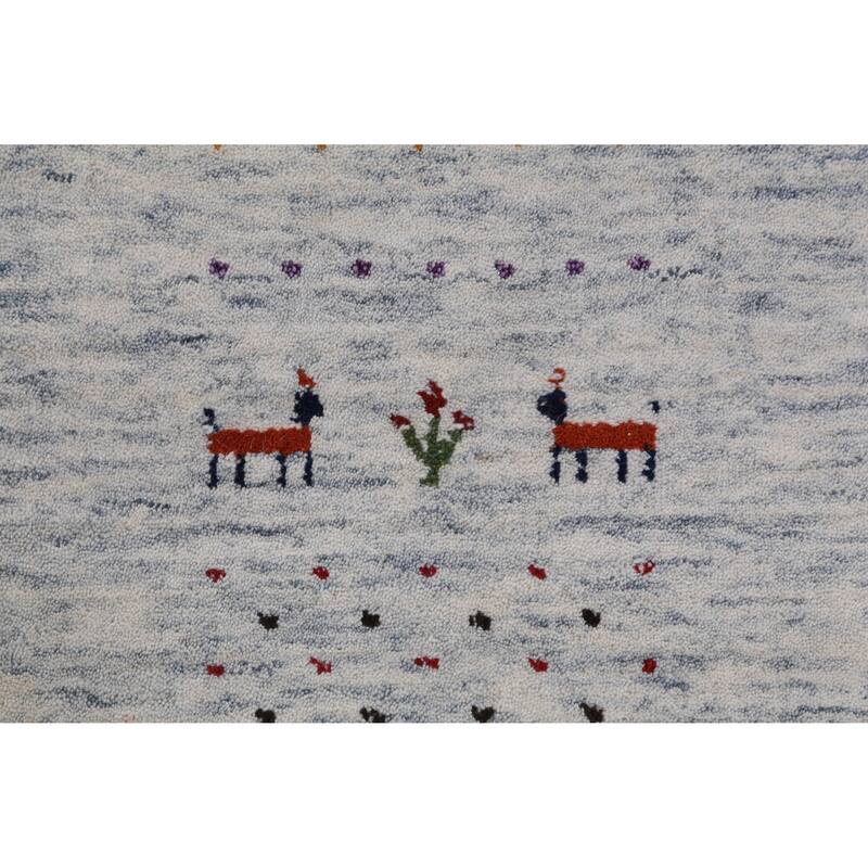 Hand Knotted Oriental 100% Wool Carpet Tribal Animal Pictorial Greys & Charcoal Gabbeh Area Rug - 10' 0'' X 8' 3''