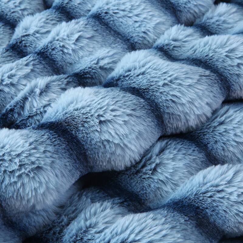 Warm Fleece Blanket Striped Fluffy Plush Bed Blanket 85"x93", 9lbs