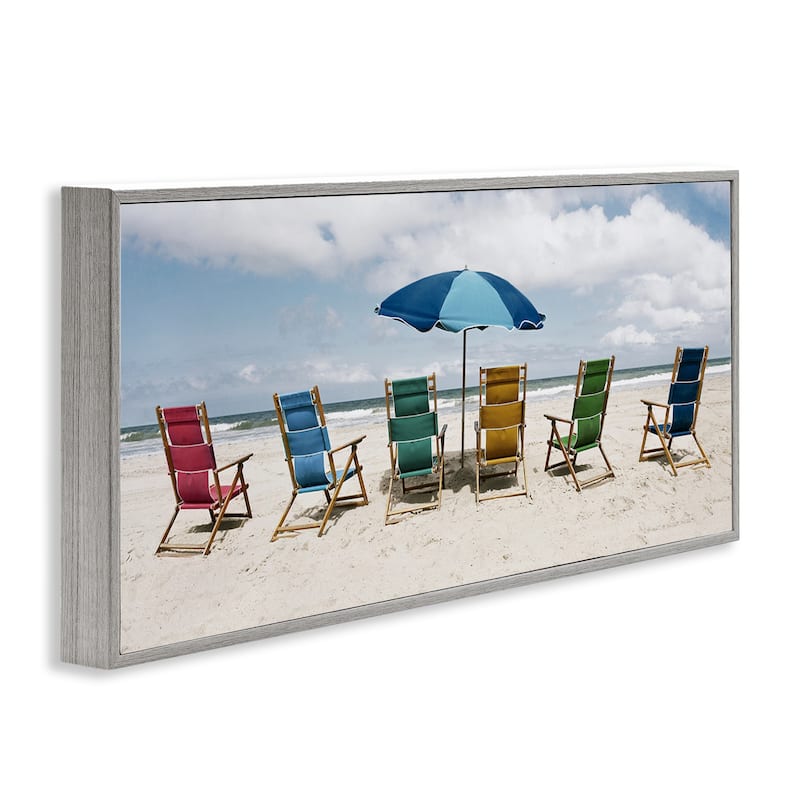 Stupell Colorful Beach Chairs Framed Giclee Art Design By Natalie Carpentieri