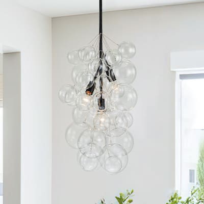 Creative 3-Light Cluster Clear Glass Bubble Chandelier For Dining Room