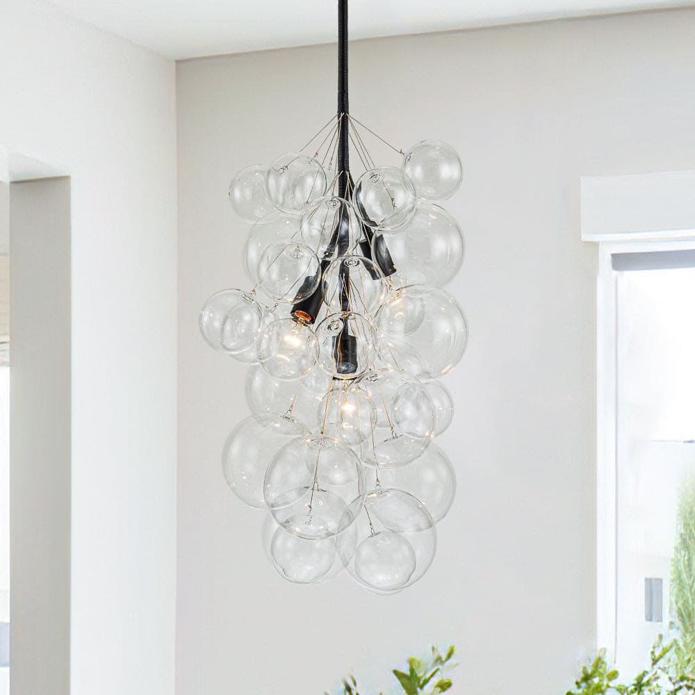 Creative 3-Light Cluster Clear Glass Bubble Chandelier For Dining Room