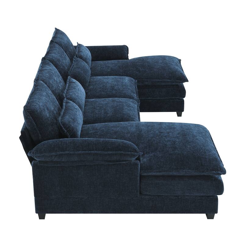 Merax Modern U-shaped Sectional Sofa with Waist Pillows, and Chaise Lounge