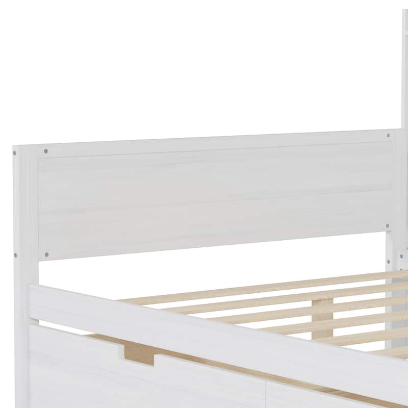 Wooden Full Size Daybed with Storage Shelves