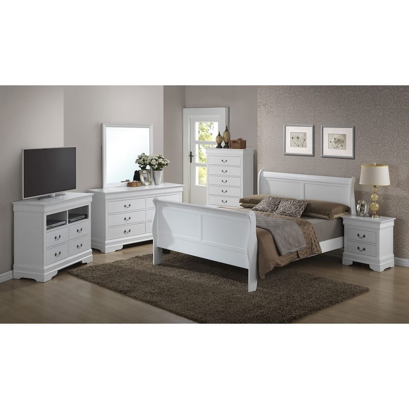 Wooden Sleigh Queen Platform Bed - 84" - White