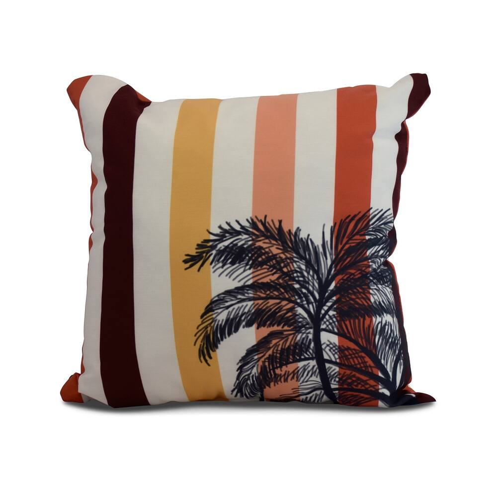 16 x 16 Inch Thin Stripe Palm Stripe Print Outdoor Pillow