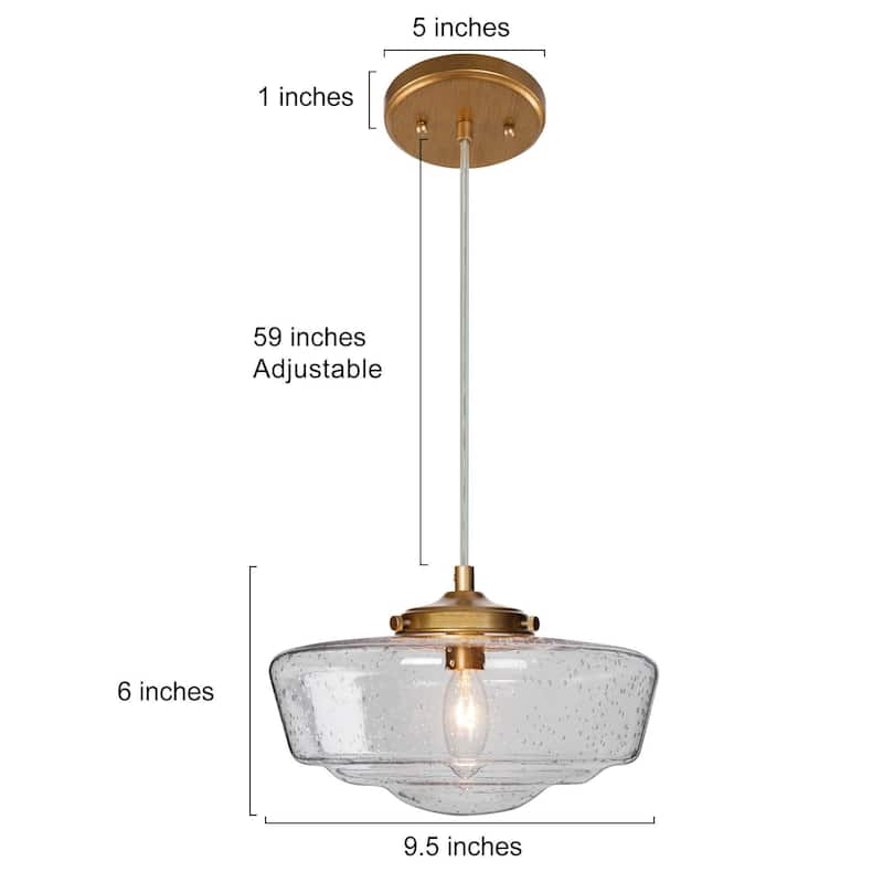 Mid-century Modern 1-light Gold Accent Pendant Farmhouse Globe Glass Linaer Chandelier - 9.5 inches