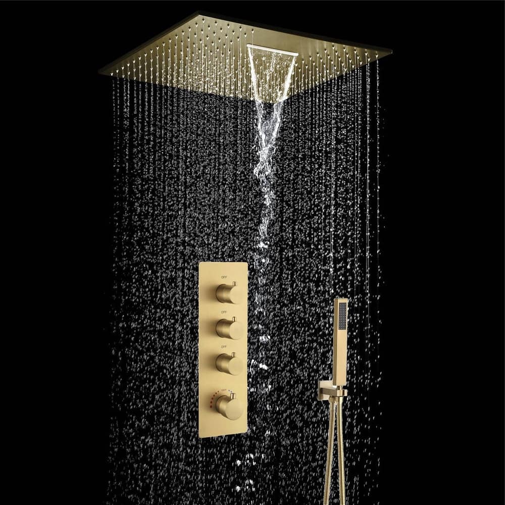 20inch ceiling mount rainfall waterfall shower systems 3 way thermostatic shower faucet - 7'6" x 10'9"