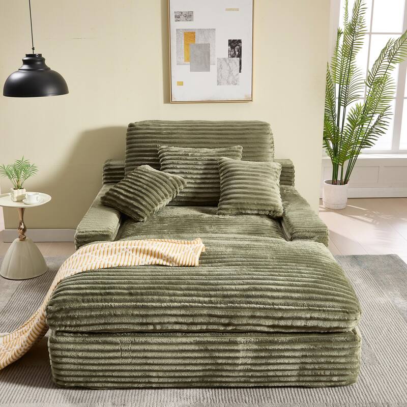 Modern Upholstered Chaise Lounge Sofa for Living Room Office, 75" Oversized Leisure Sofa 2 Seat Sleeper Couch with Pillows