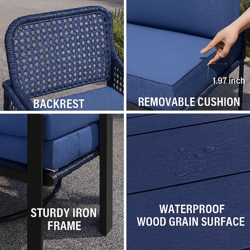 Modern All-Weather PE Wicker 5-Piece Sectional Patio Set with 360° Swivel Chairs