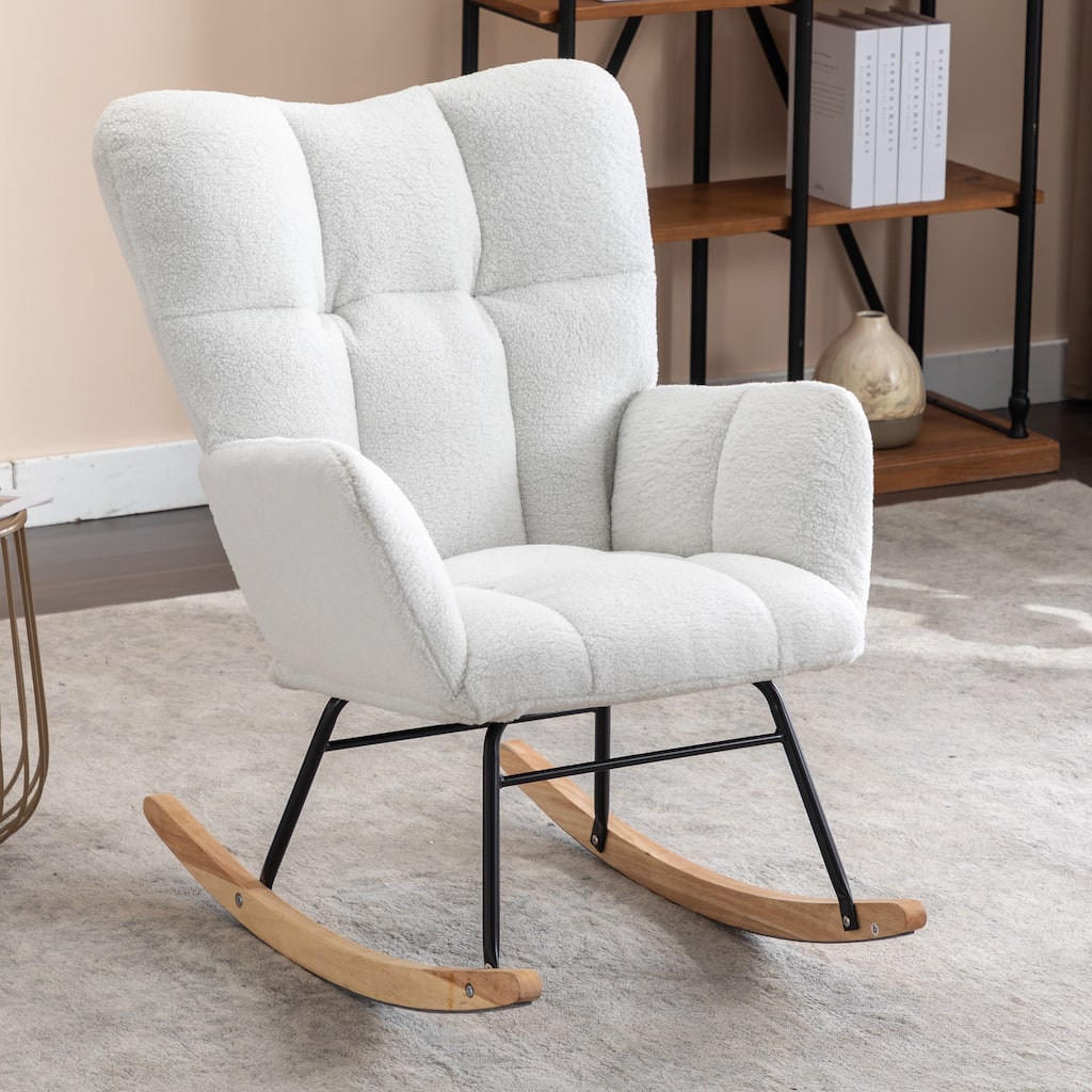 Teddy Fabric Rocking Gilder Nursery Chair For Living Room Indoor