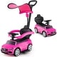 preview thumbnail 5 of 48, Gymax 3-in-1 Toddler Push Car w/Adjustable Canopy Under Seat Storage Pink