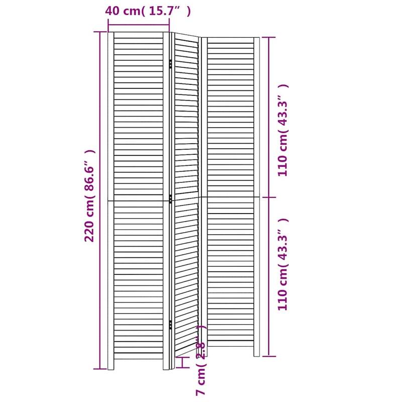 vidaXL Room Divider Privacy Screen Living Room White Solid Wood Paulownia