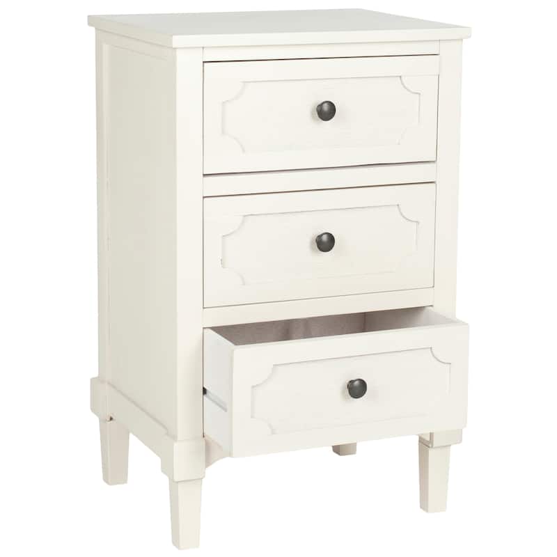 SAFAVIEH Rosaleen White 3-Drawer Storage Side Chest - 16.9" x 13.4" x 26.8"