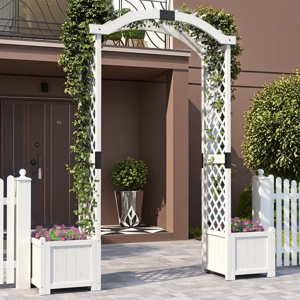Gymax Garden Arbor with Planters, Removable Bottom Panel - Bed Bath &  Beyond - 42972478