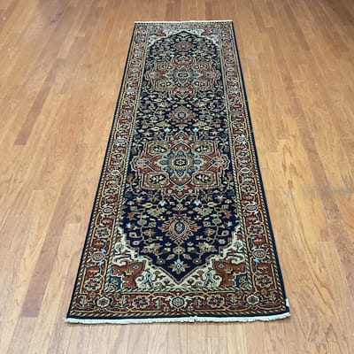 HERAT ORIENTAL Hand-knotted 3' x 9'9 Indo Serapi Wool Runner - 3' x 9'9"