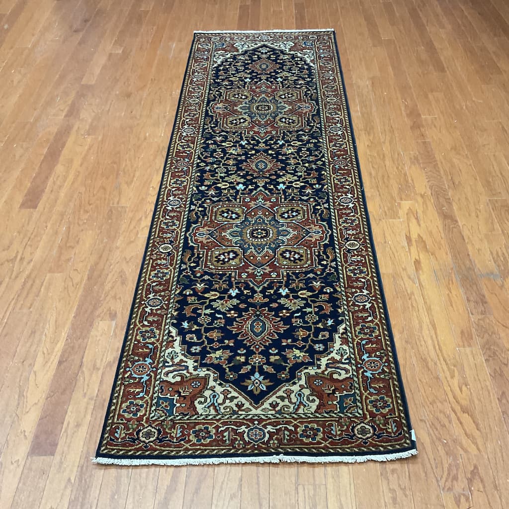 HERAT ORIENTAL Hand-knotted 3' x 9'9 Indo Serapi Wool Runner - 3' x 9'9"
