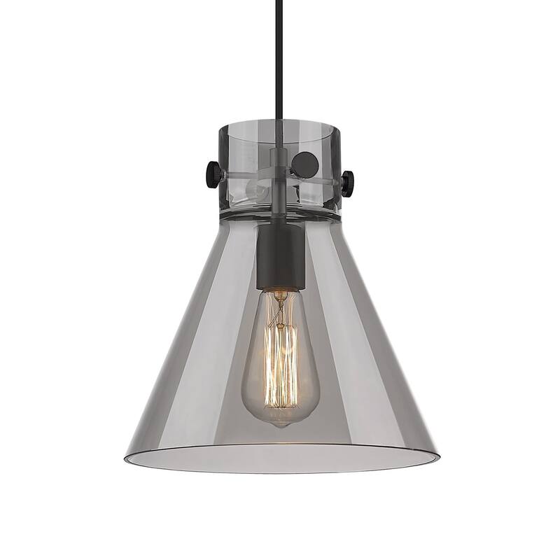Innovations Lighting 410-1PM-11-10 Newton Cone Pendant Newton Cone 10" - Matte Black / Plated Smoke