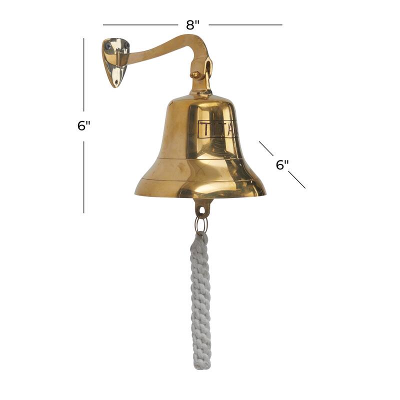 Silver, Gold or Brass Bell Decorative Bell with Rope Detailing - 6 x 8 x 7