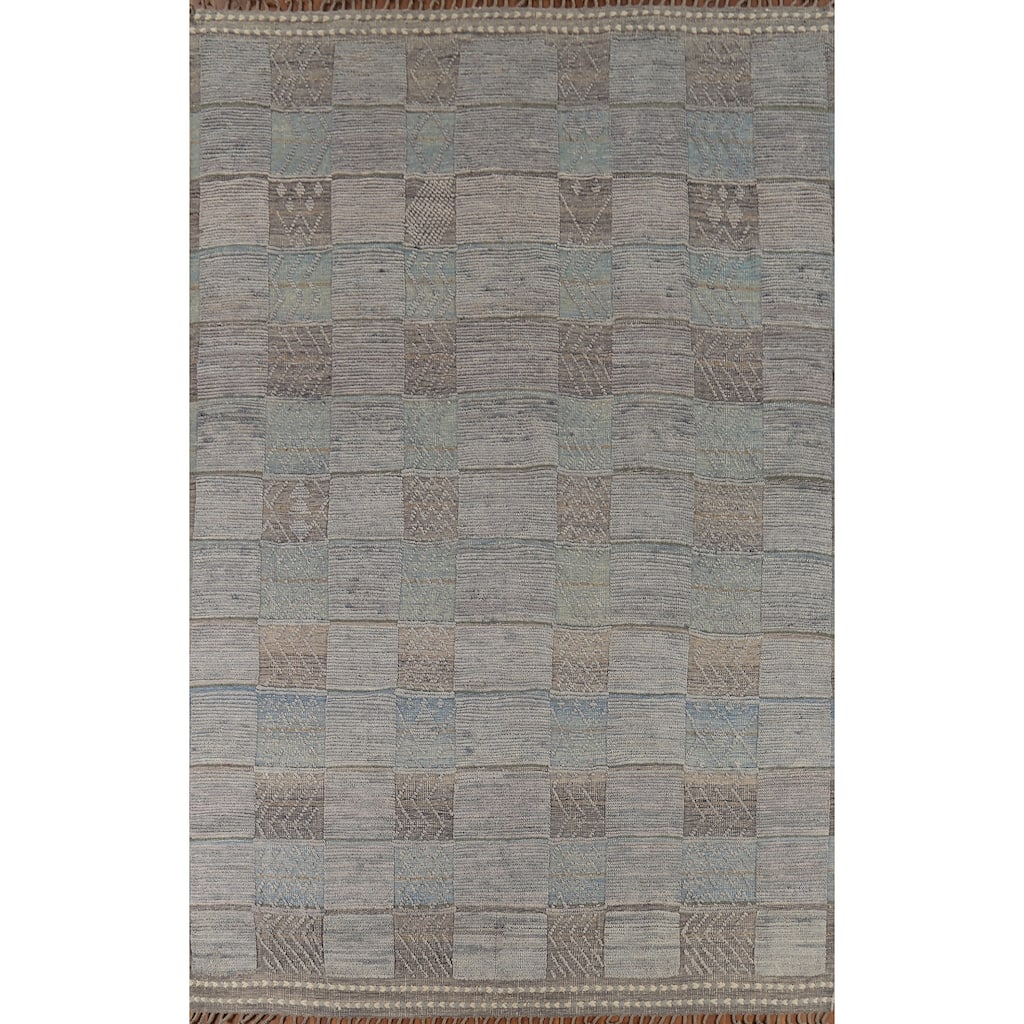 All-Over Checkered Moroccan Area Rug Handmade Wool Carpet - 8'9"x 12'7"