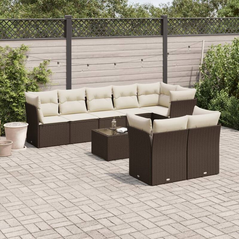 vidaXL Garden Sofa Set Brown and Cream White - 21.7 x 21.7 x 14.6