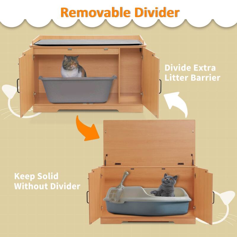 MCombo X-Large Cat Litter Box Furniture Hidden with Top Opening & Divider, Particle Board, CT37
