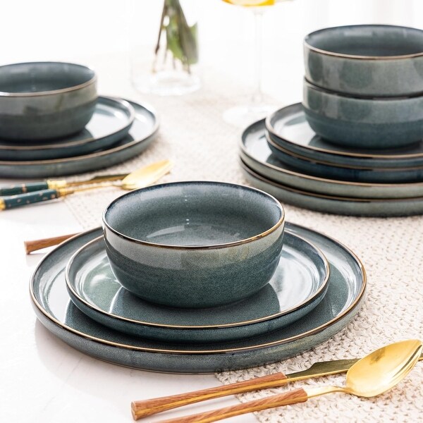 Pottery Plate Set 12/18/24 Pieces Shatterproof And Scratch