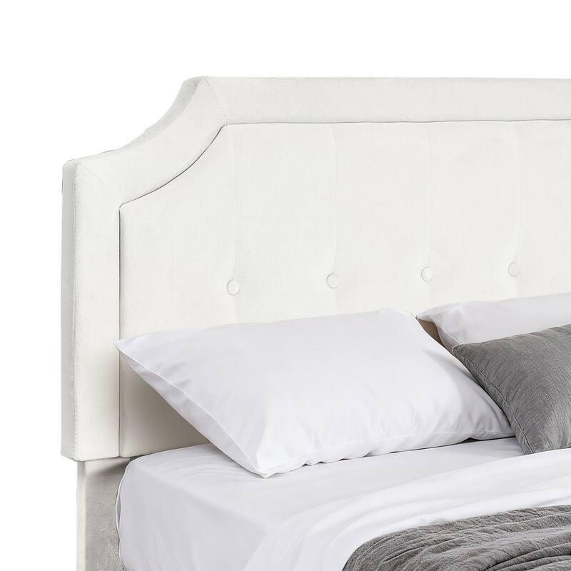 VECELO Adjustable Height Upholstered Platform Bed Button Tufted Headboard with Under Bed Storage No Box Spring Needed Bed Frame