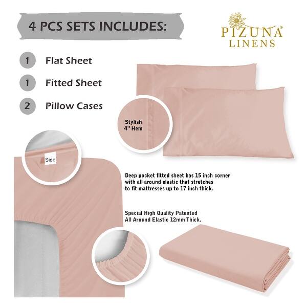 Shop Pizuna 400 Thread Count 15 Inch Deep Pocket Cotton Bed Sheet