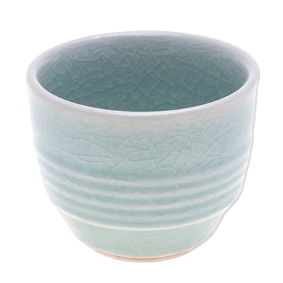 Novica Handmade Relaxing Afternoon Celadon Ceramic Teacup