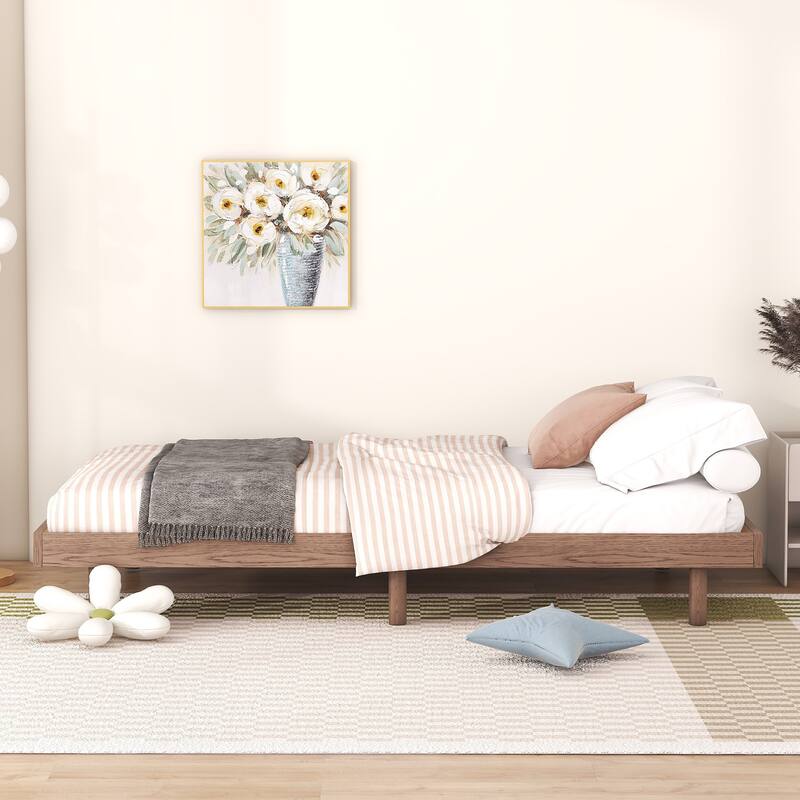 Modern Design Floating Platform Bed Frame - Walnut