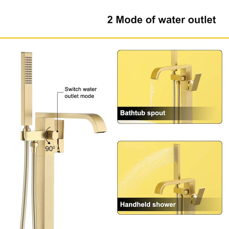 Freestanding Floor Mount Single Handle Bath Tub Filler Bath Tub Faucet