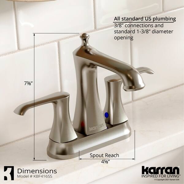 Karran Woodburn Two-Hole 2-Handle Bathroom Faucet with Matching Pop-Up Drain