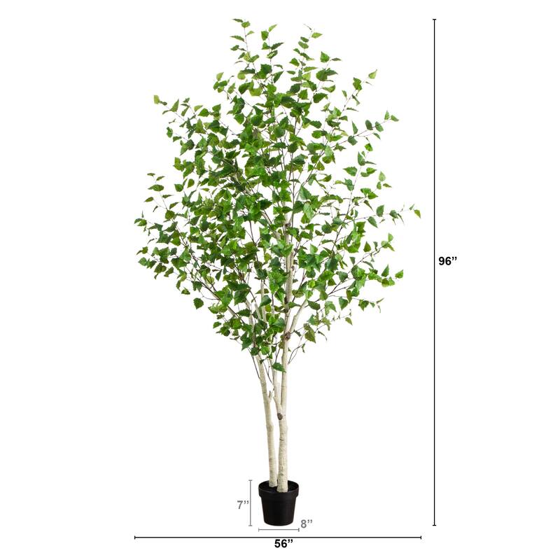 8-ft Artificial Birch Tree with Real Touch Leaves - Green