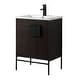 preview thumbnail 27 of 54, 24-inch Modern Bathroom Vanity Set w/ Vitreous China Sink Top Matte Black - Black Oak Straight Grain