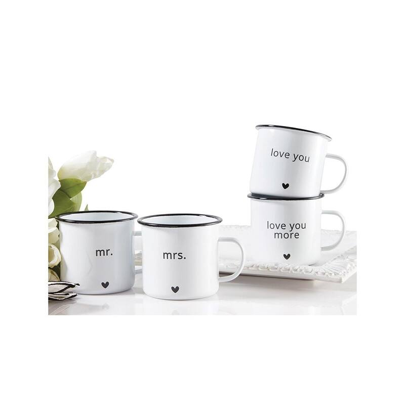 Curata Enameled Steel Mr. and Mrs. Mug Set