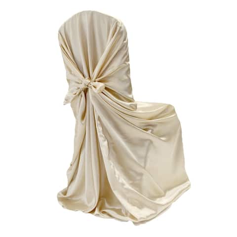 Universal Satin Self Tie Chair Cover Approx. 55" W x 47"L - Champagne