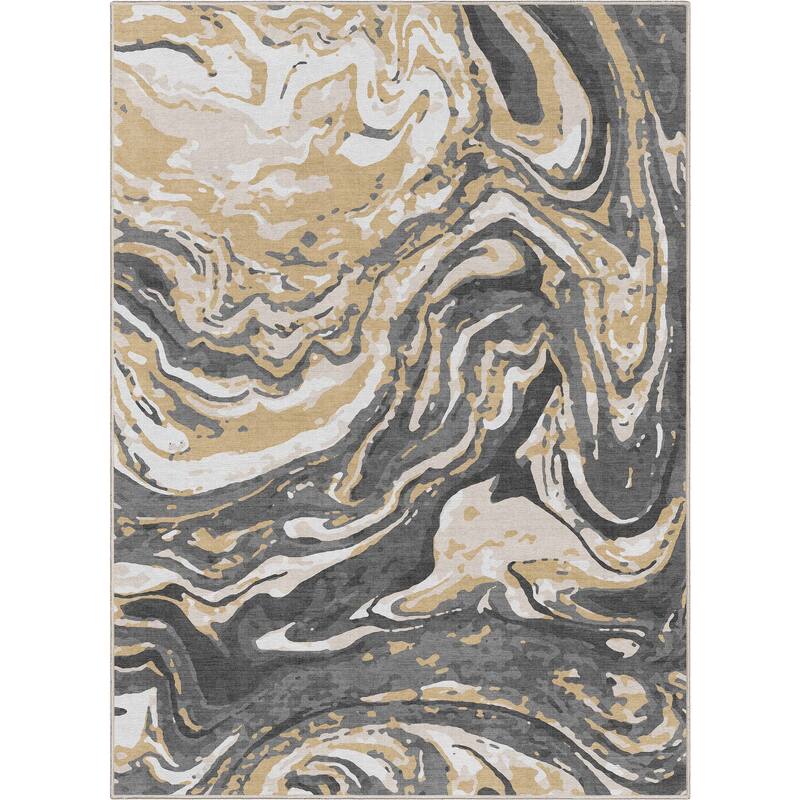 Well Woven Abstract Harmony Modern Boho Marble Flat-Weave Area Rug