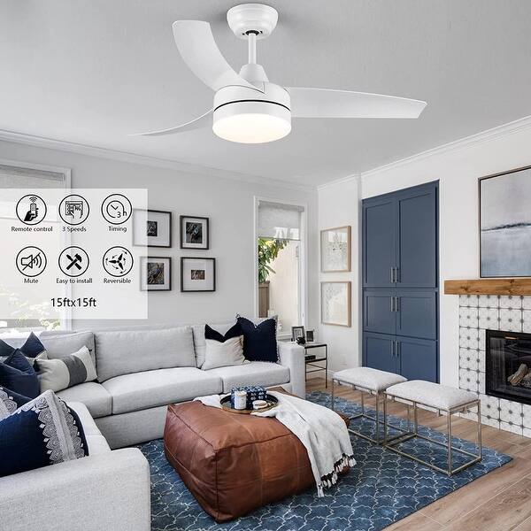 slide 2 of 15, With Lights Remote Control, White Ceiling Fan with Lights, and LED Light, 42 Inch Ceiling Fan for Bedroom Living Room White