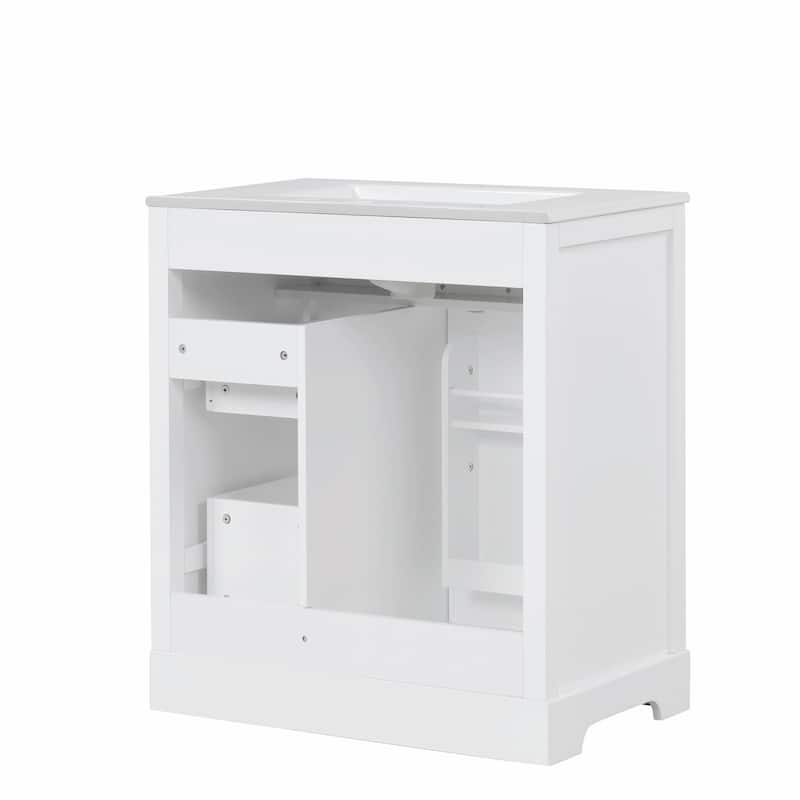 30" Bathroom Vanity with Sink, Cabinet with 1 Door and 2 Drawers, MDF Construction