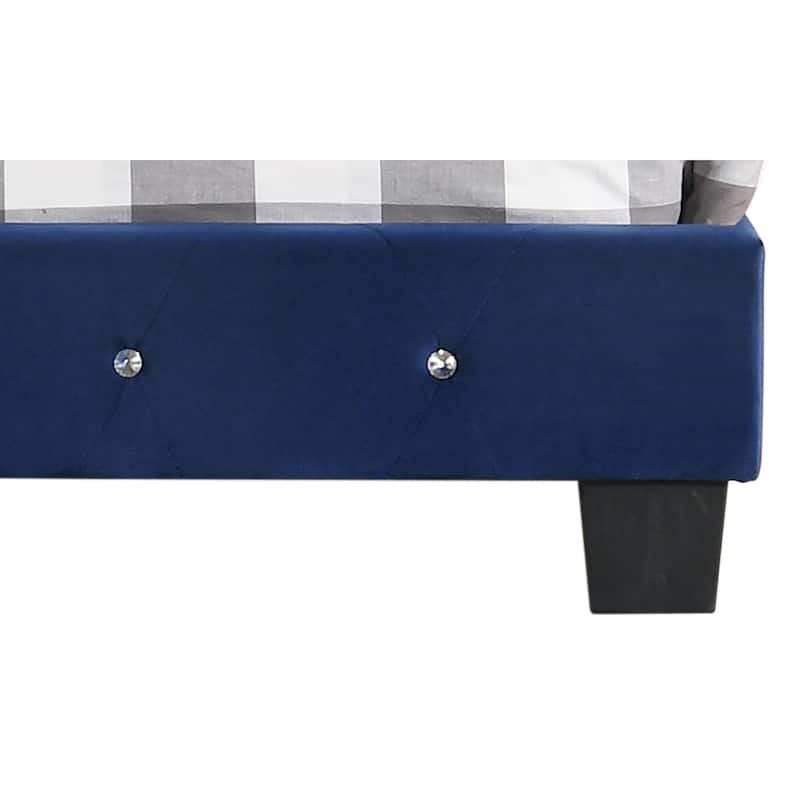 Suffolk Velvet Upholstered Jewel Accent Tufted Nailhead Panel Bed