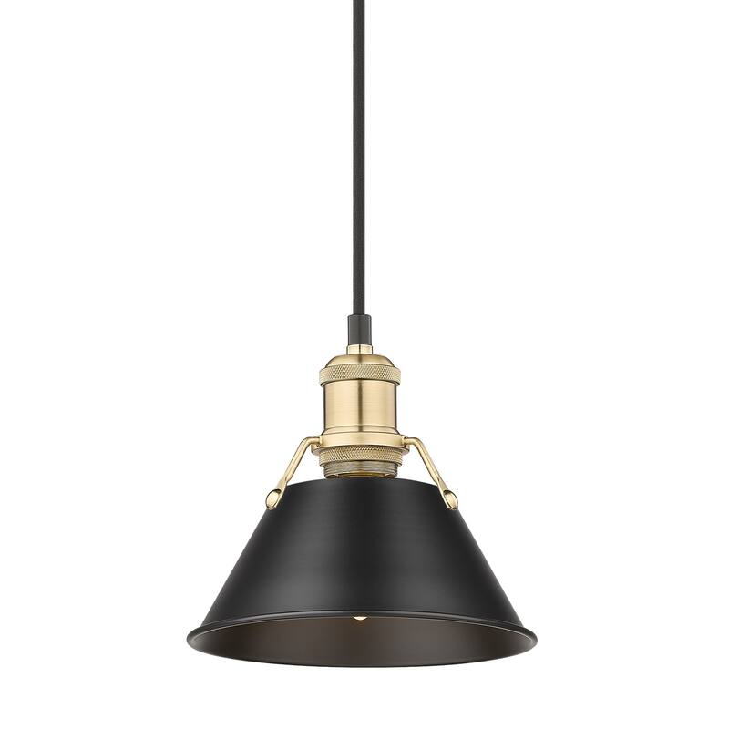 Orwell 7.5" Wide Small Pendant in Brushed Champagne Bronze with Matte Black - Gold