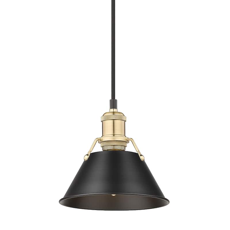 Yep by Golden Lighting Orwell 1-light 8in Pendant in Brushed Champagne Brass and Matte Black shade - Gold