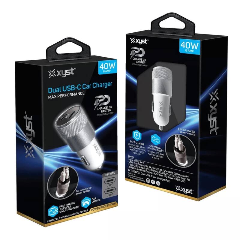 Xyst 40-Watt Dual USB-C Car Charger
