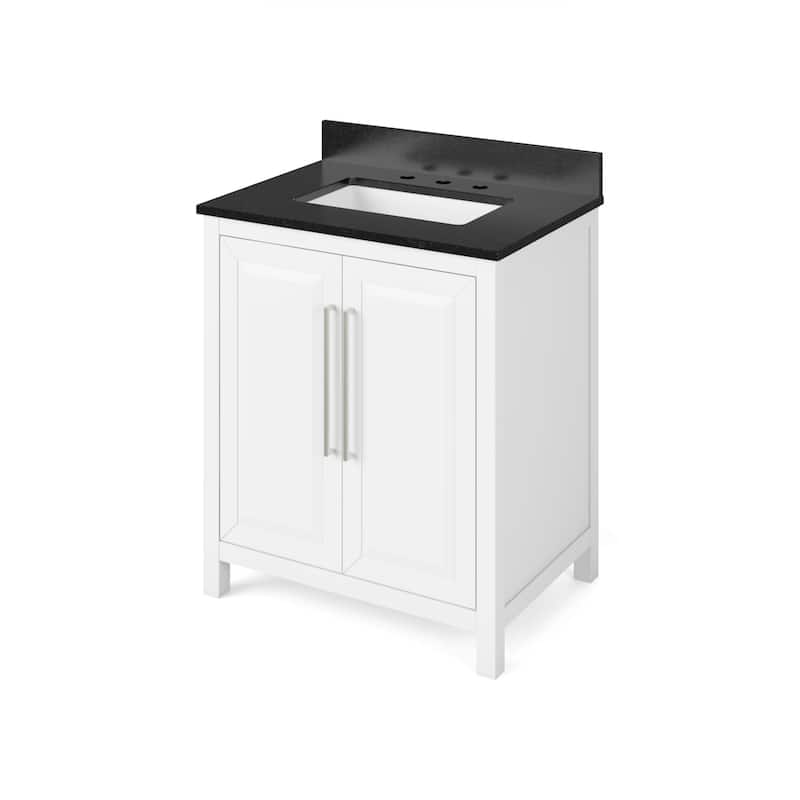 Jeffrey Alexander VKITCAD30-GRANITE Cade 30" Free Standing Vanity Set - White / Black - Painted