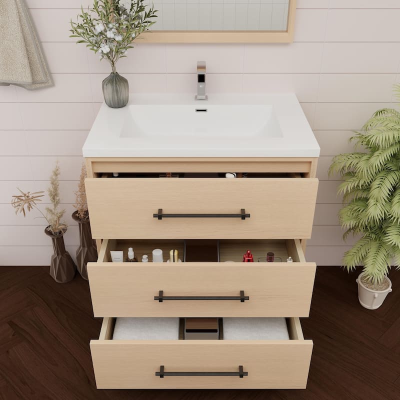 Victoria 30'' Freestanding Vanity with Reinforced Acrylic Sink - 29.5